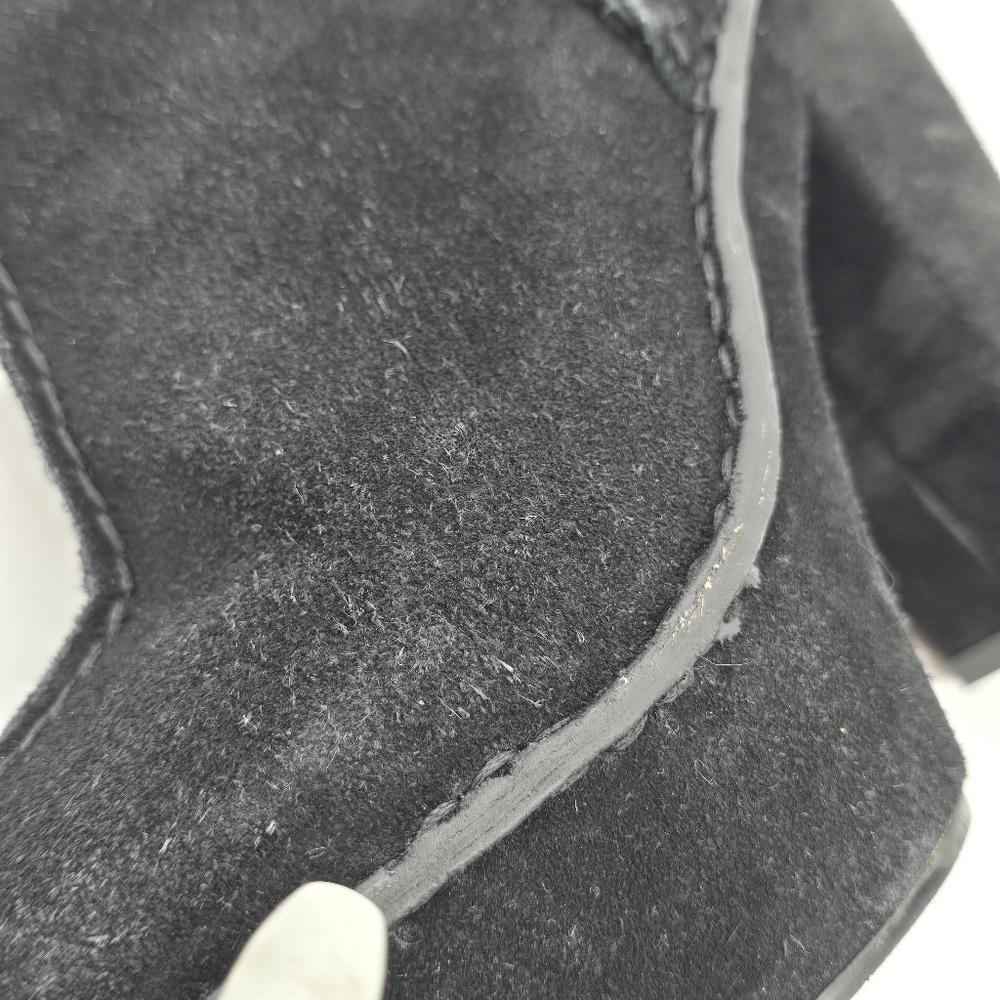 Michael Kors Y2K Black Suede Platform Boots 7M Chunky Heel Square Indie Grunge - Picture 13 of 15